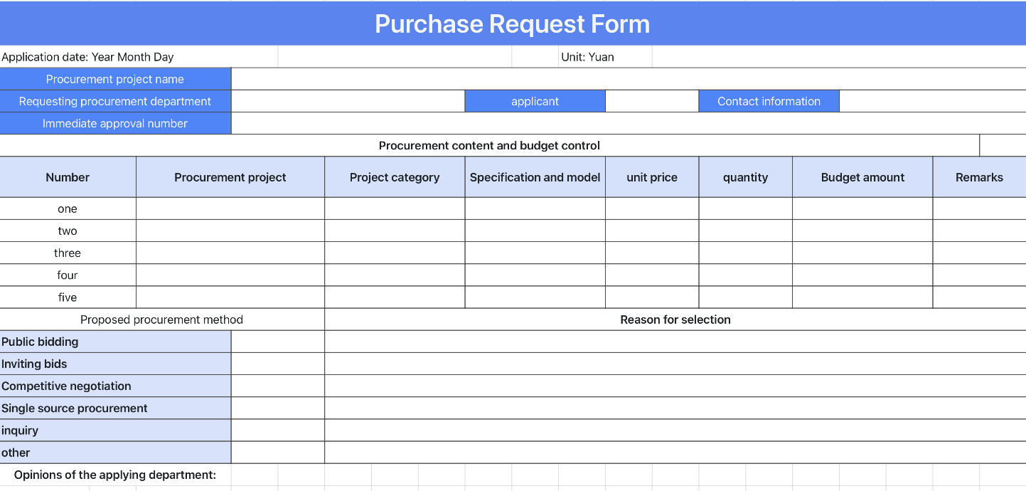 Purchasing application form 1 1